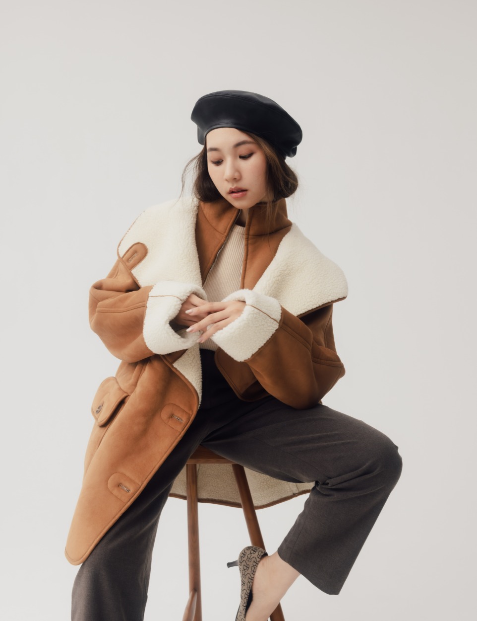 【PRE】Mustang preppy boa coat