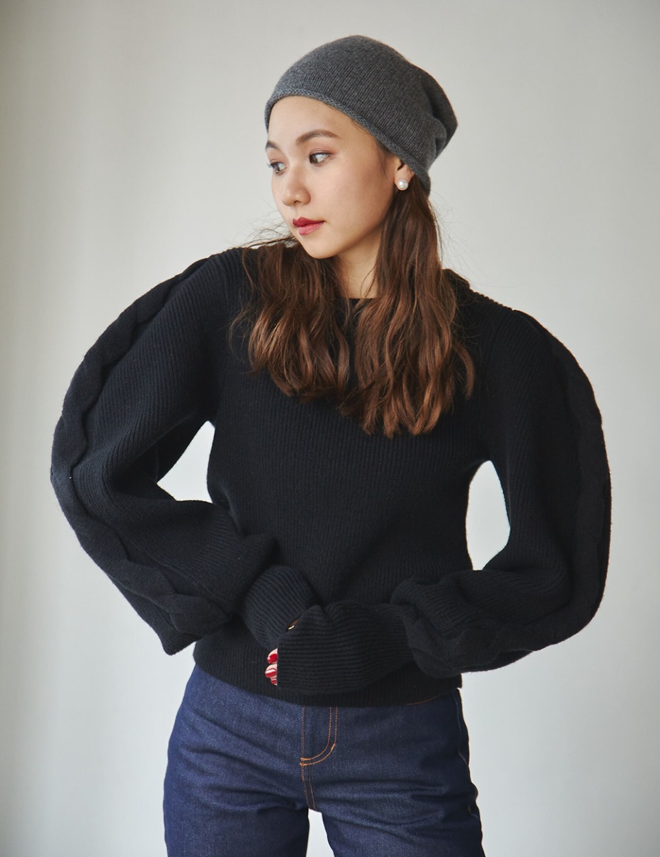 Cable puff knit