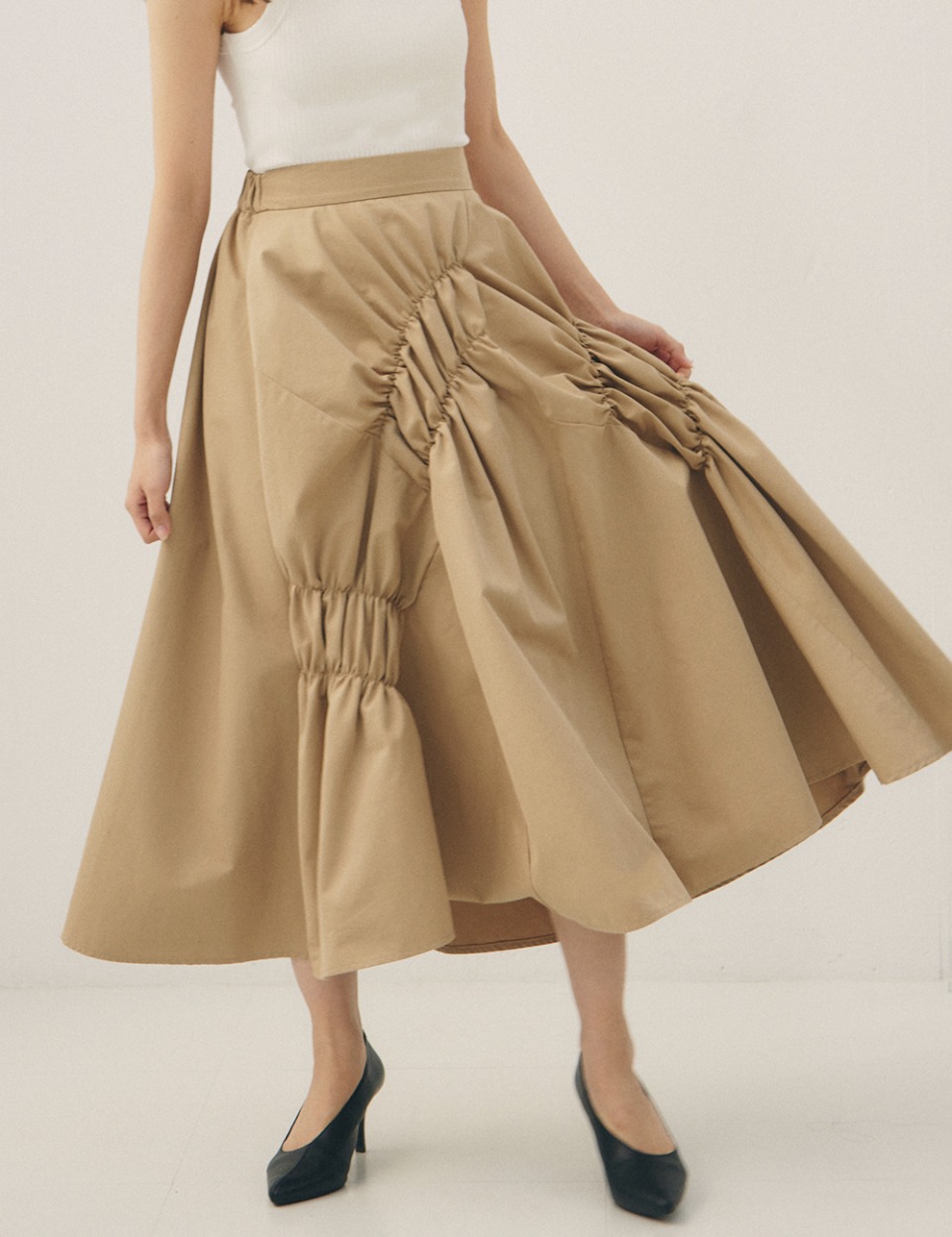 Shirring long skirt