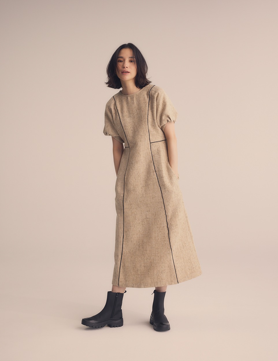 Tweed puff dress