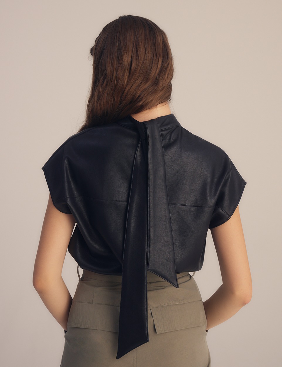 Leather scarf tops