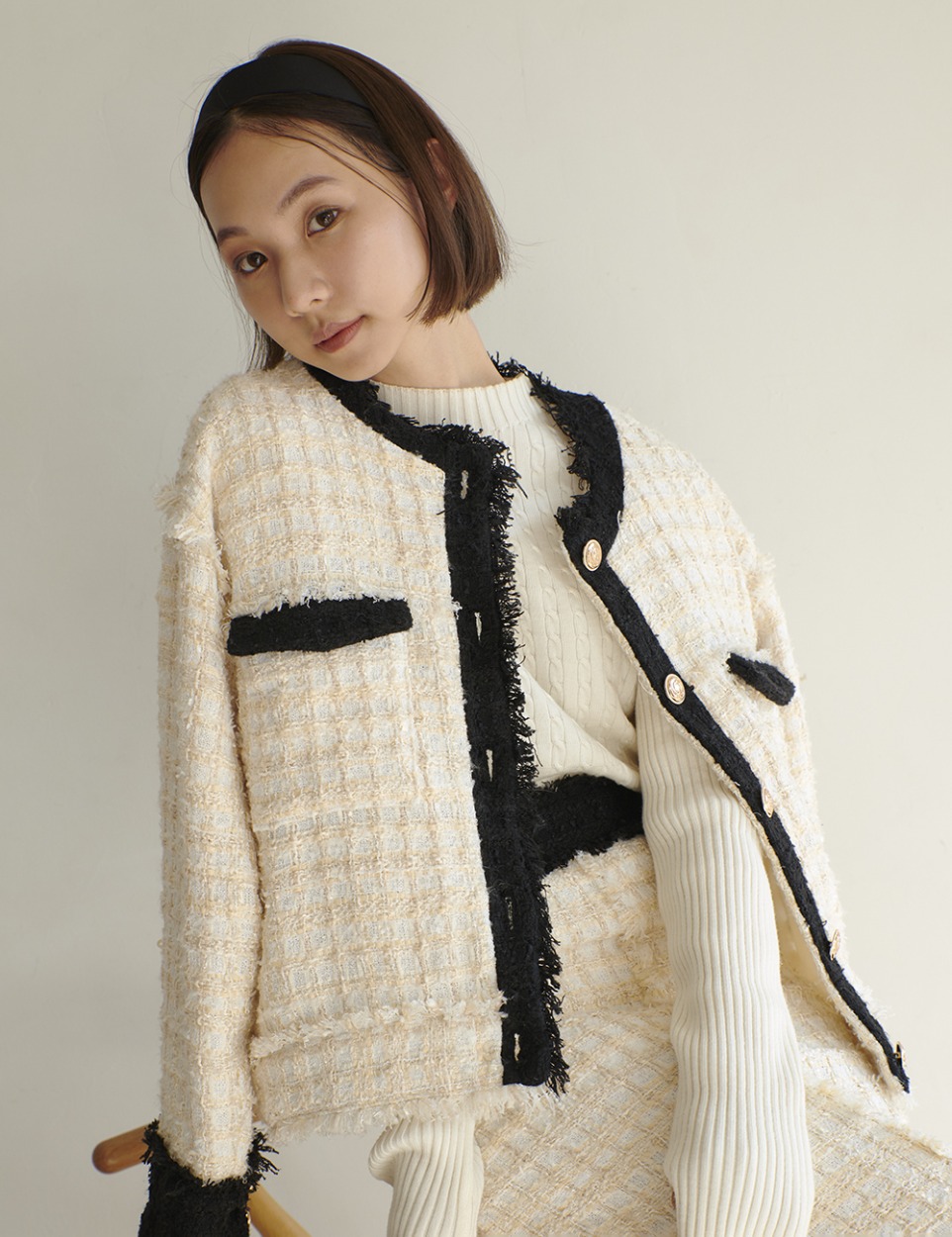 Contrast tweed jacket