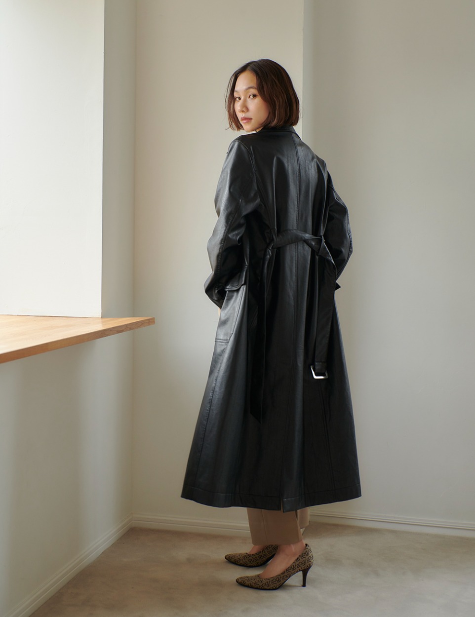 Classic leather coat