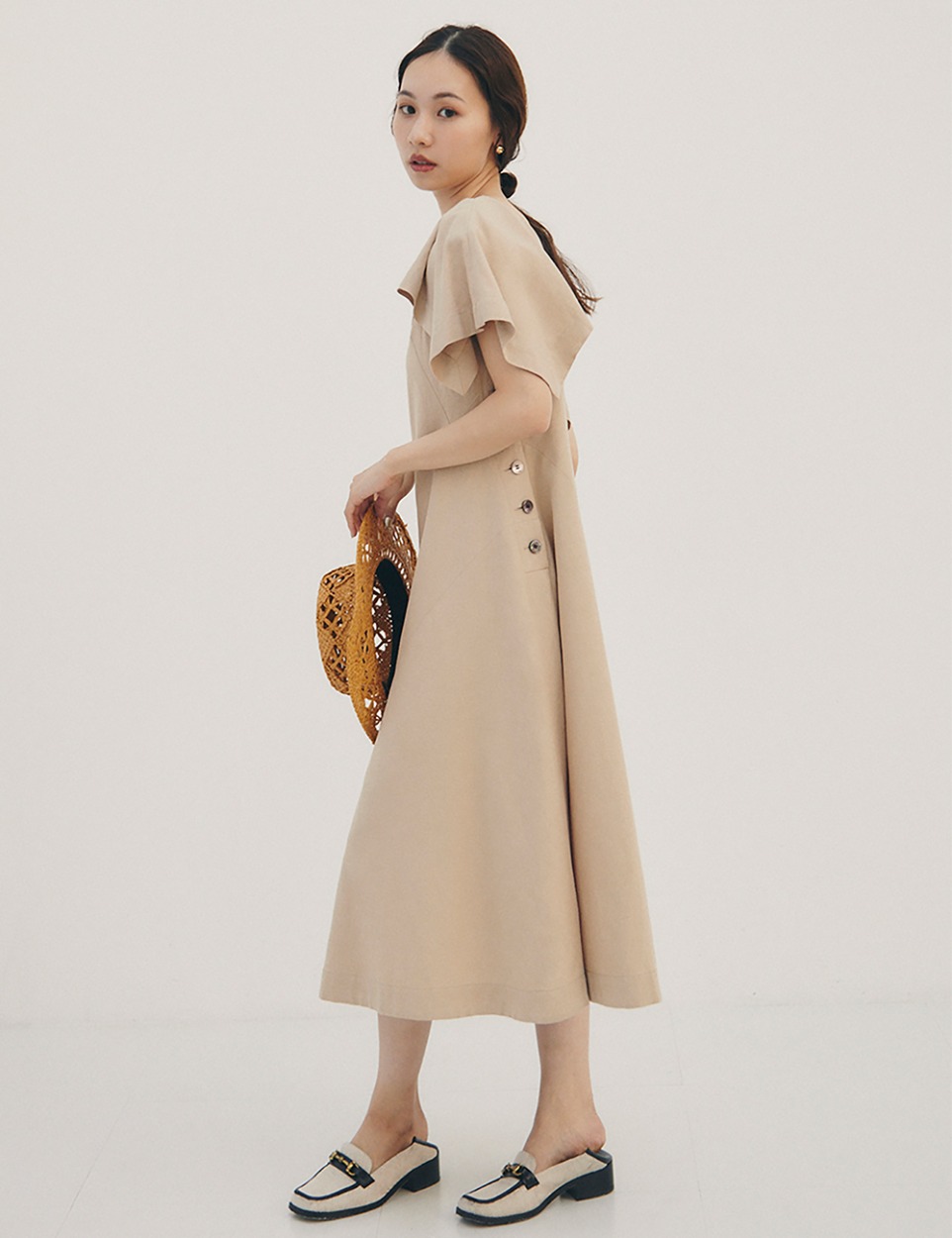 Linen leaves dress