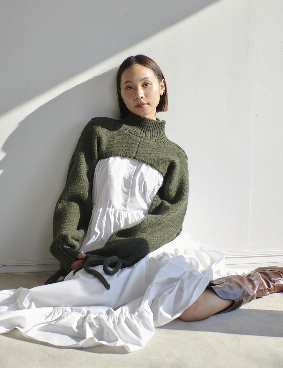 Cable layered knit