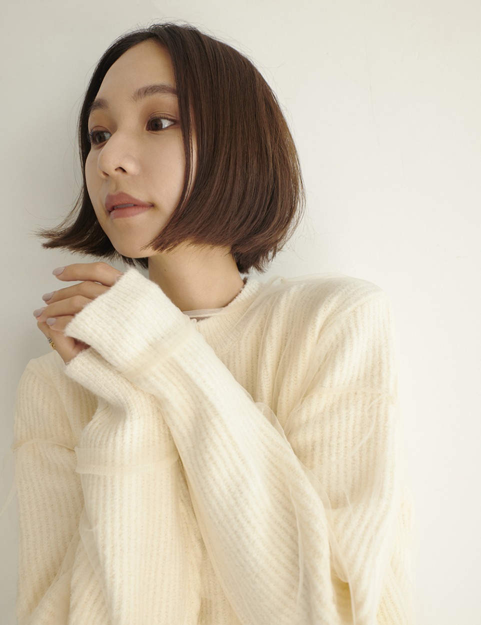 Tulle layered knit