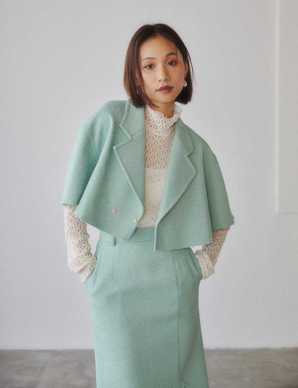【PRE】Cape tweed jacket