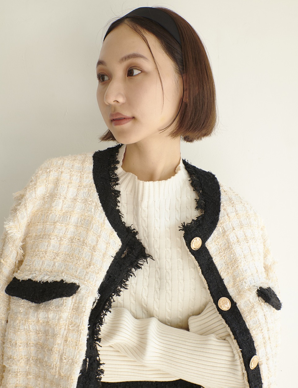 Contrast tweed jacket