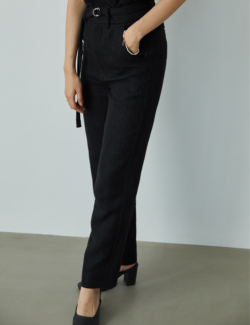 Tweed belt pants