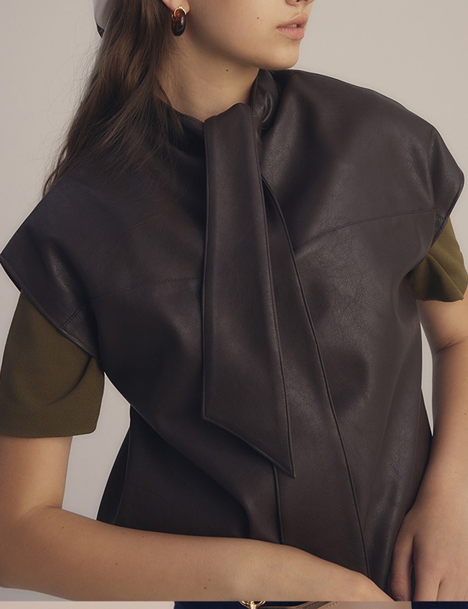 Leather scarf tops