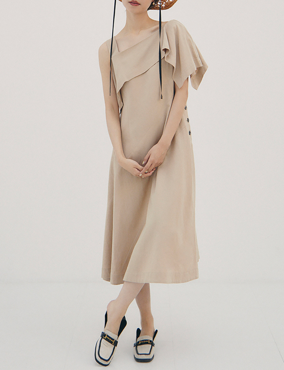 Linen leaves dress
