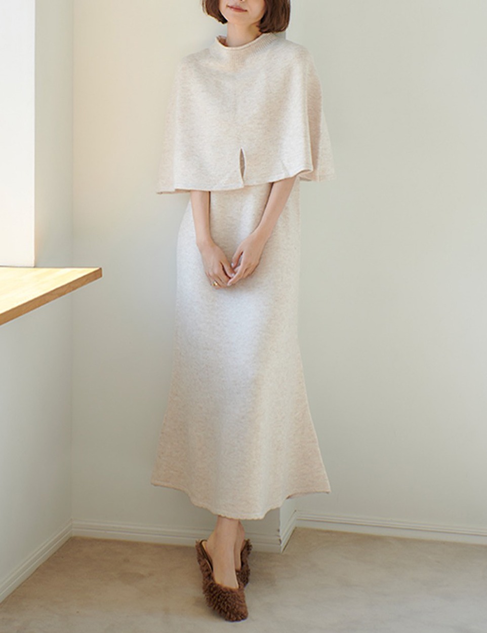 2way knit cape dress