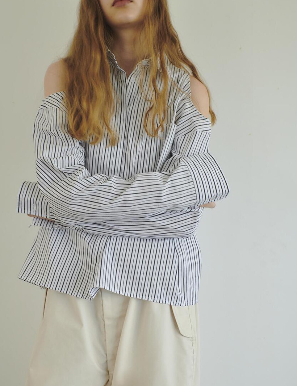 Stripe shoulder shirt