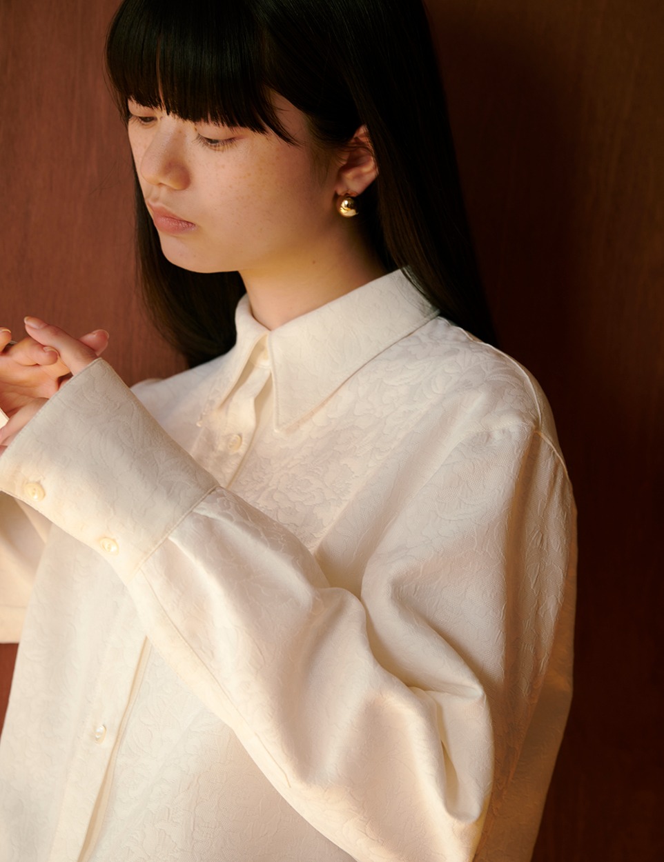 Flower jacquard shirt