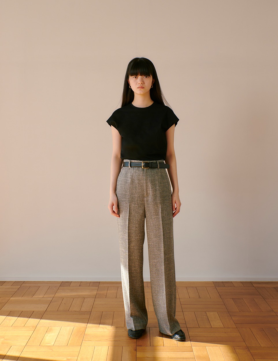 Tweed center press pants