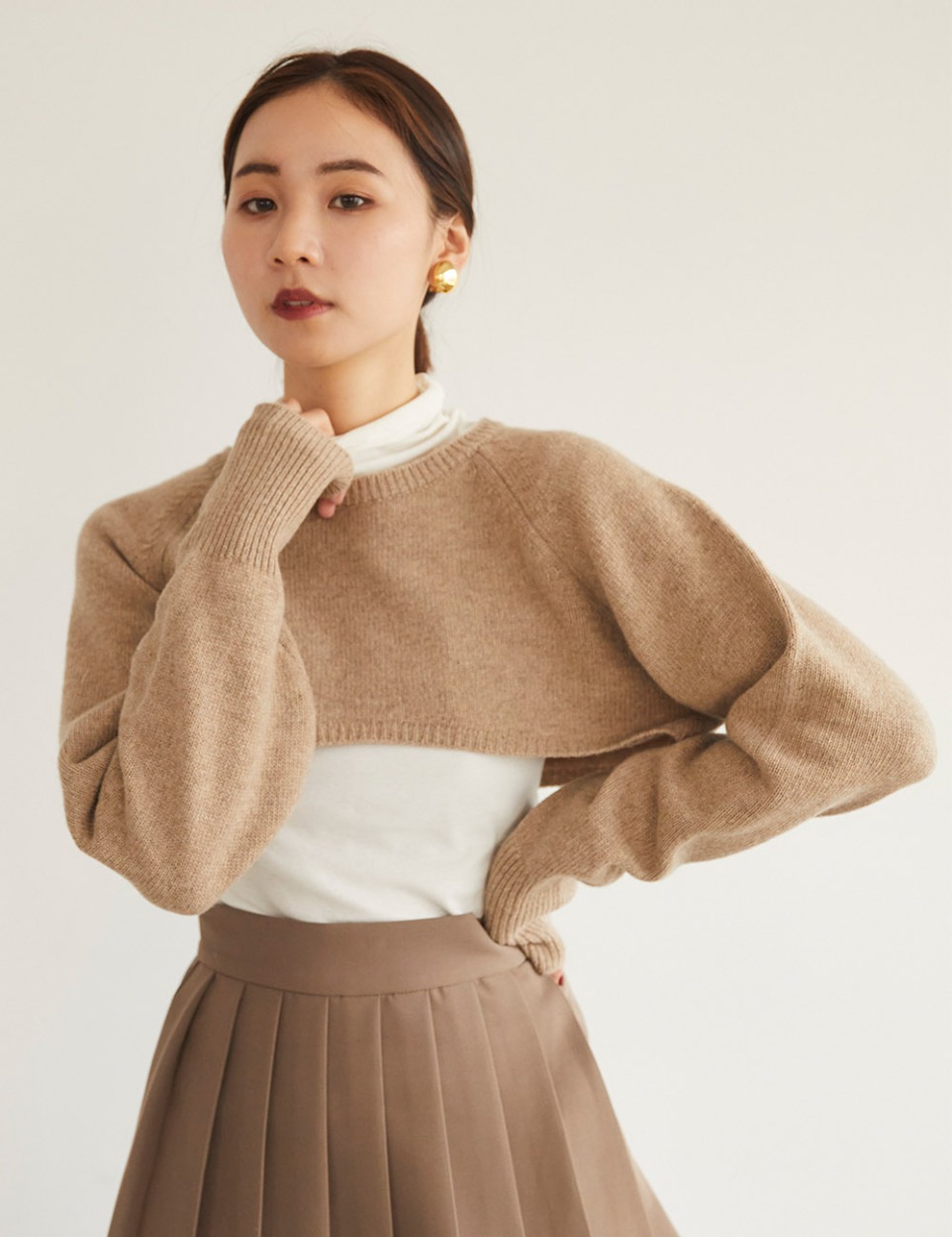 Half layered wool knit
