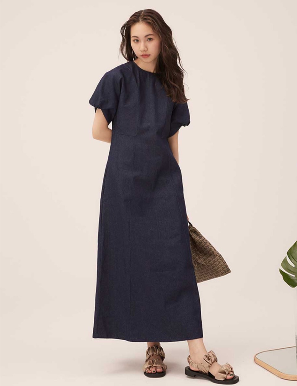 Denim minimal puff OP
