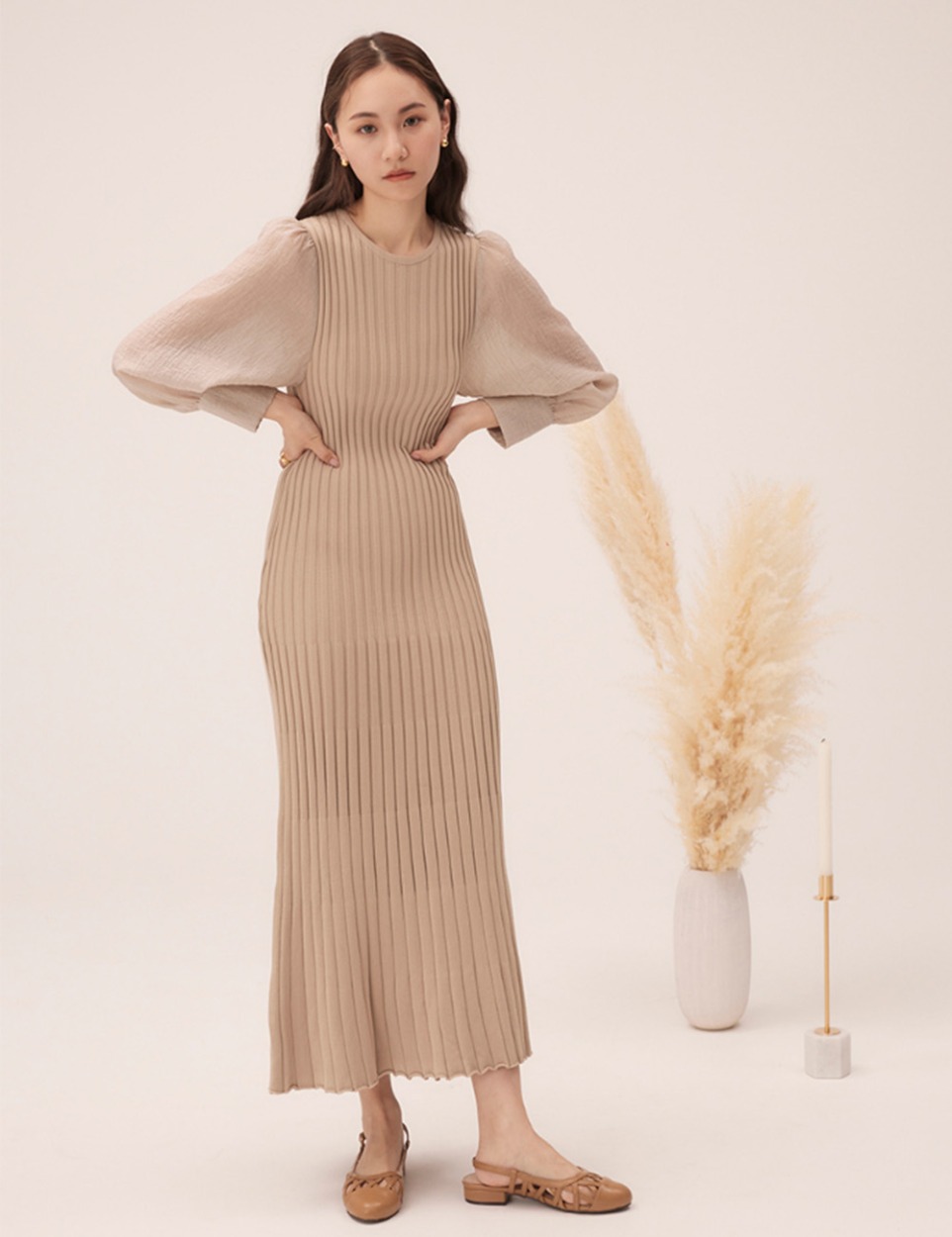 Puff knit dress