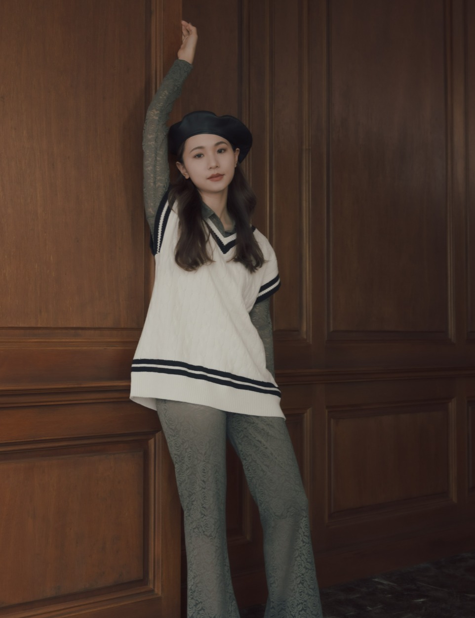 【PRE】Preppy over knit vest