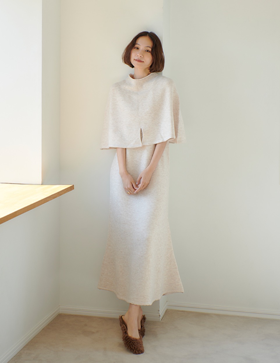 2way knit cape dress