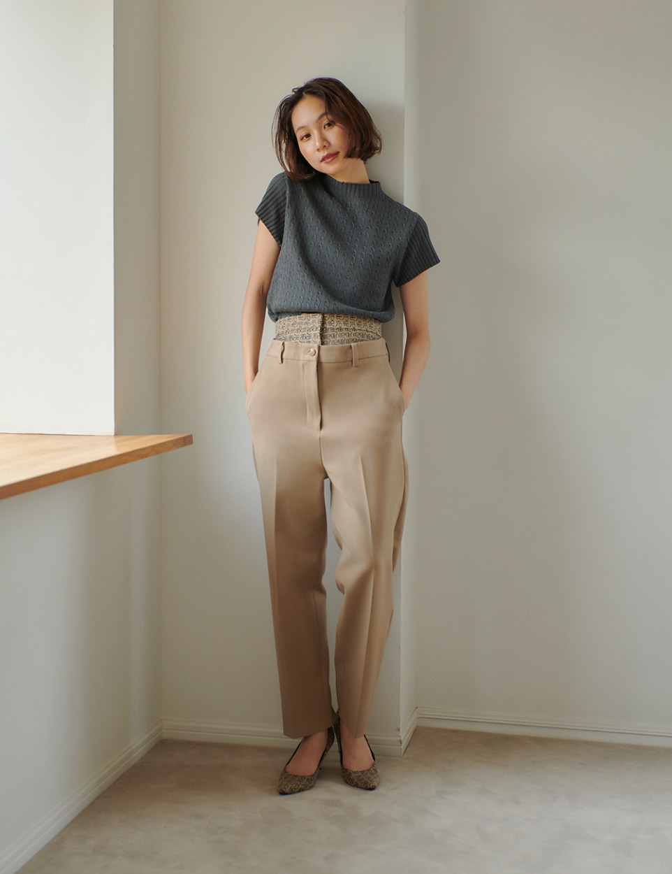 Layered waist slacks