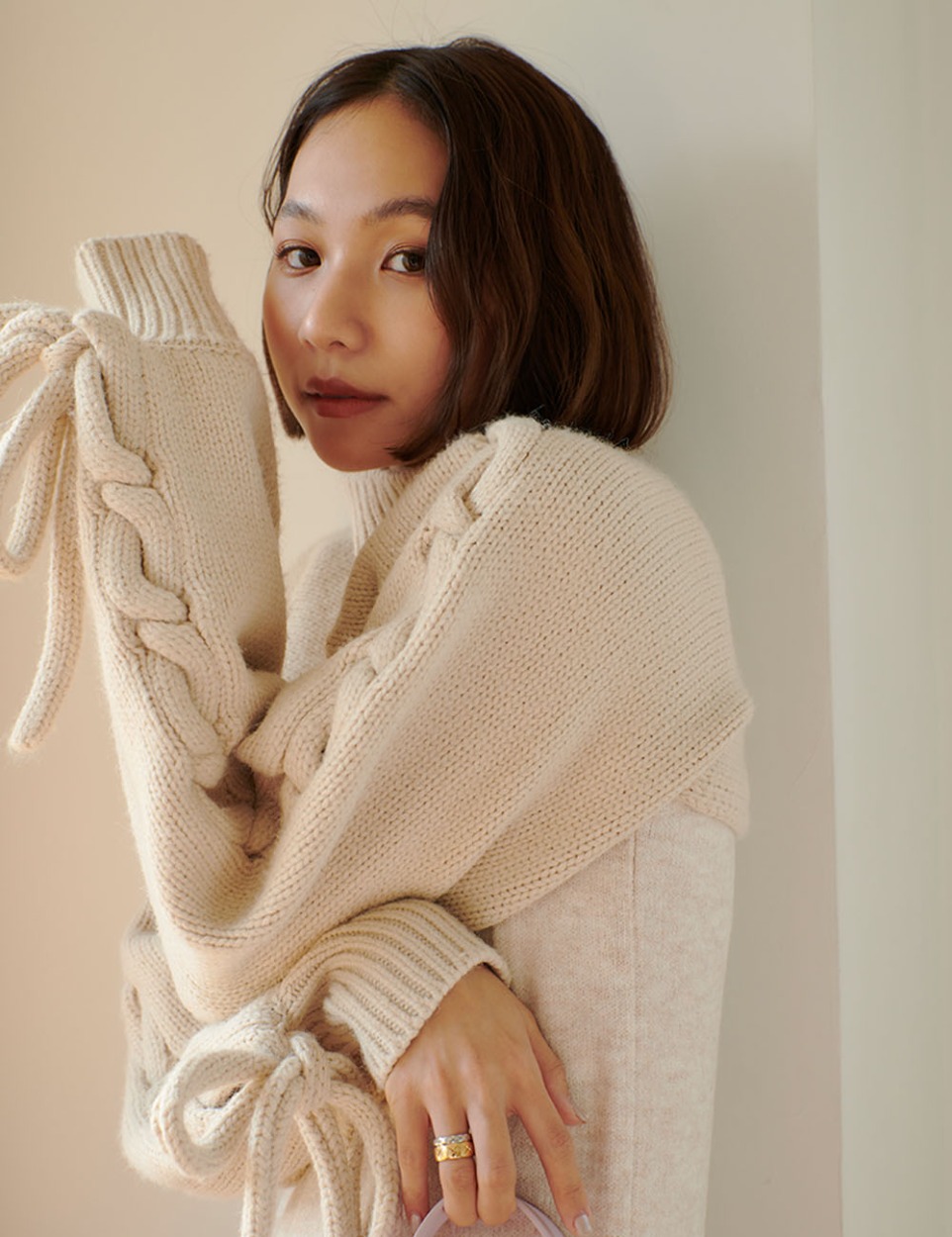 Cable layered knit