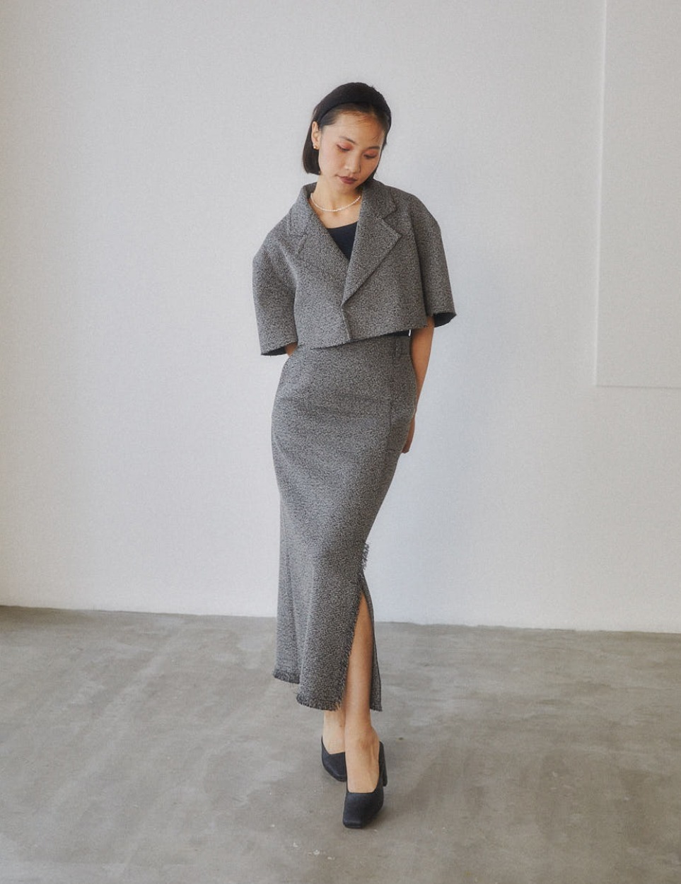 Tweed long skirt