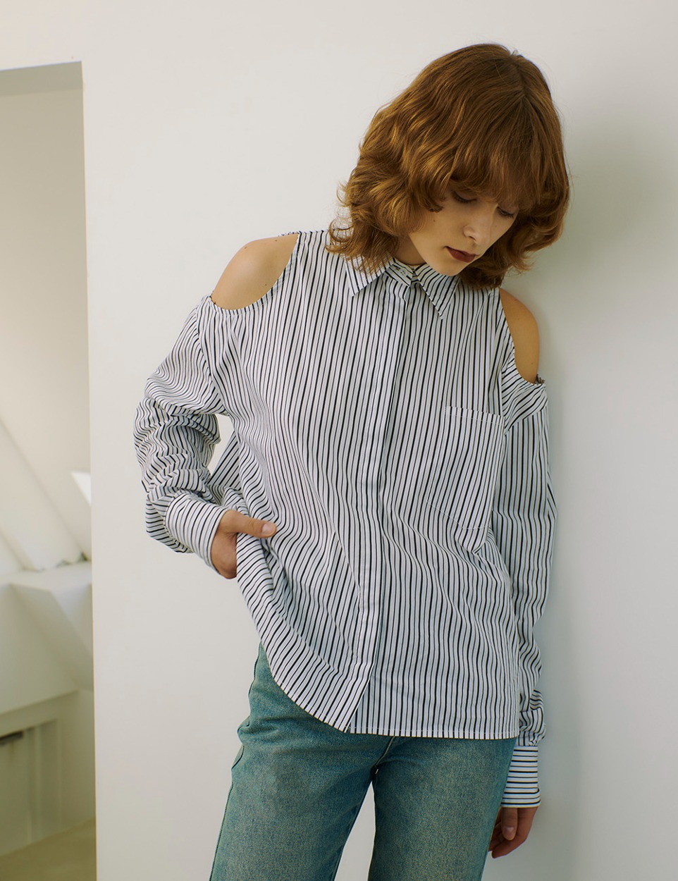 Stripe shoulder shirt
